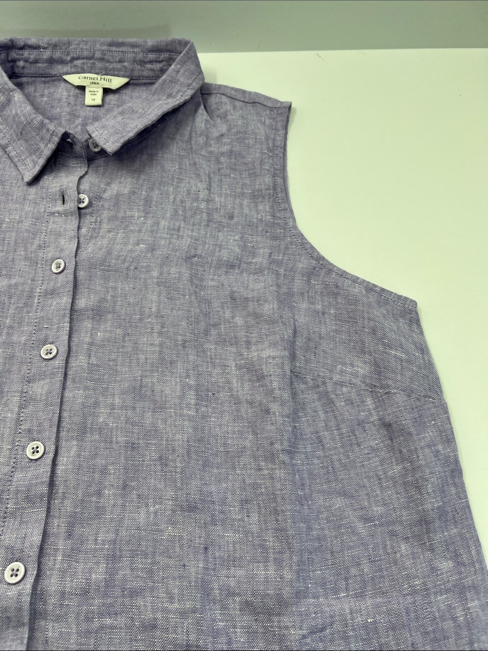 Garnet Hill Sleeveless Lavender Linen Shirt Dress - Picture 8 of 16